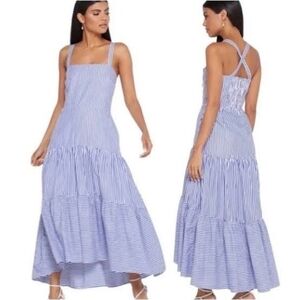 Banana Republic Navy and White Striped Maxi Dress